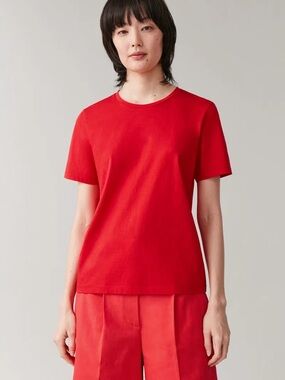 COS Short Sleeve T-Shirt Coral Red Women’s Size Small S Cotton
